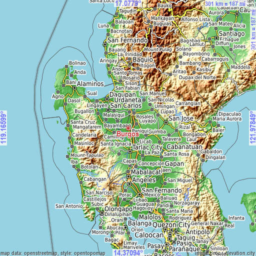 Topographic map of Burgos