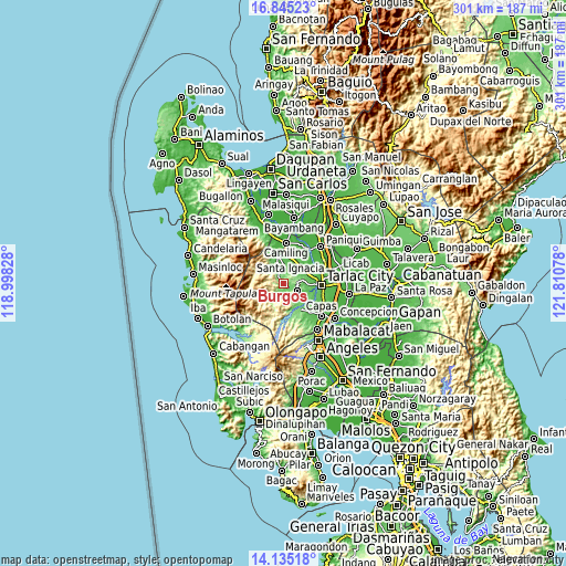 Topographic map of Burgos