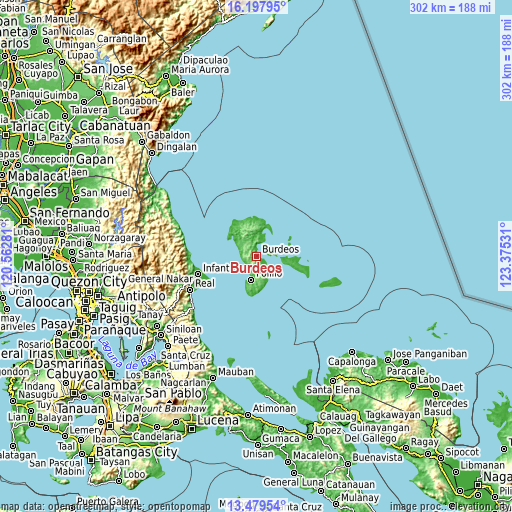 Topographic map of Burdeos