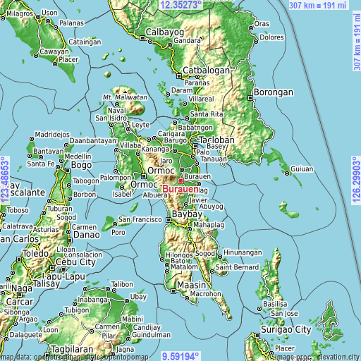 Topographic map of Burauen