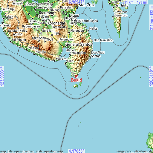 Topographic map of Bukid