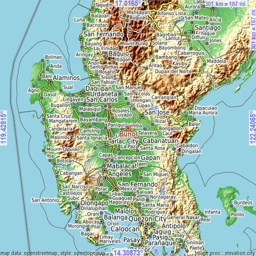 Topographic map of Bunol