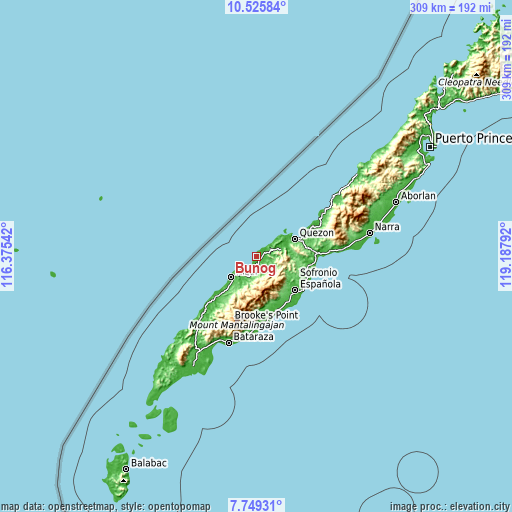 Topographic map of Bunog