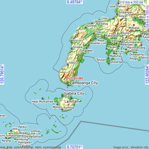 Topographic map of Bunguiao