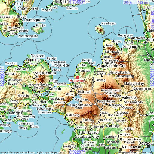 Topographic map of Buawan