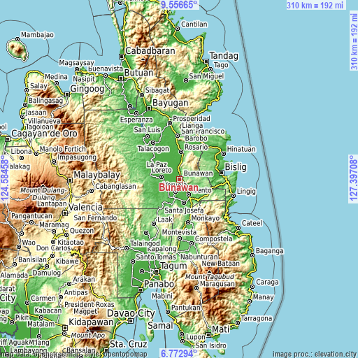 Topographic map of Bunawan