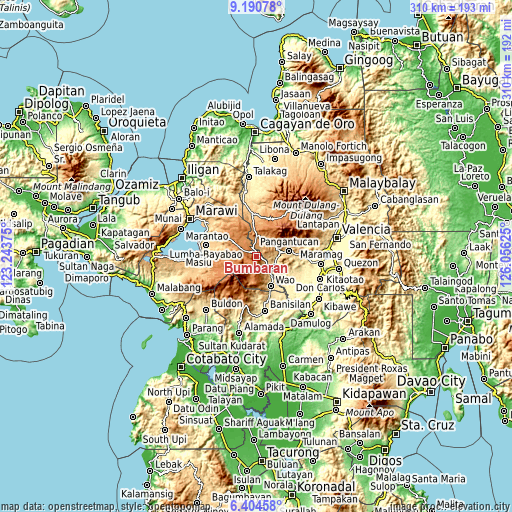 Topographic map of Bumbaran