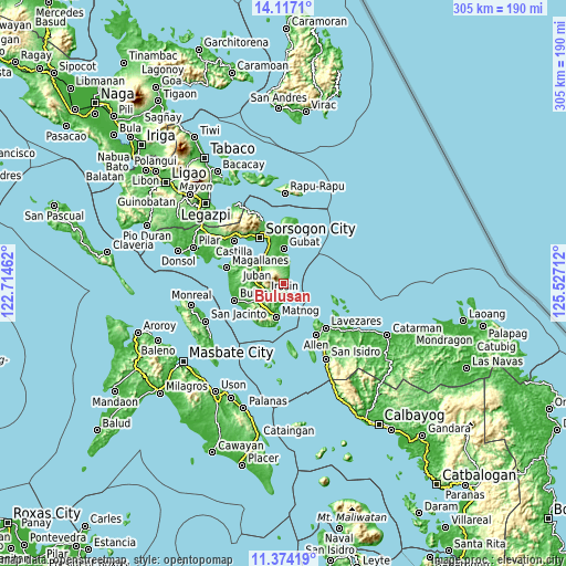 Topographic map of Bulusan