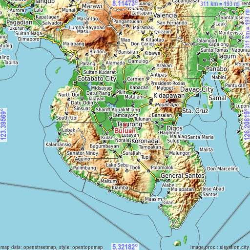 Topographic map of Buluan