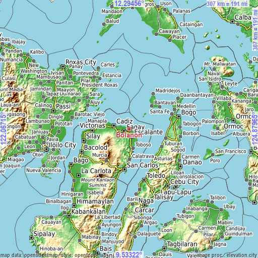 Topographic map of Bolanon