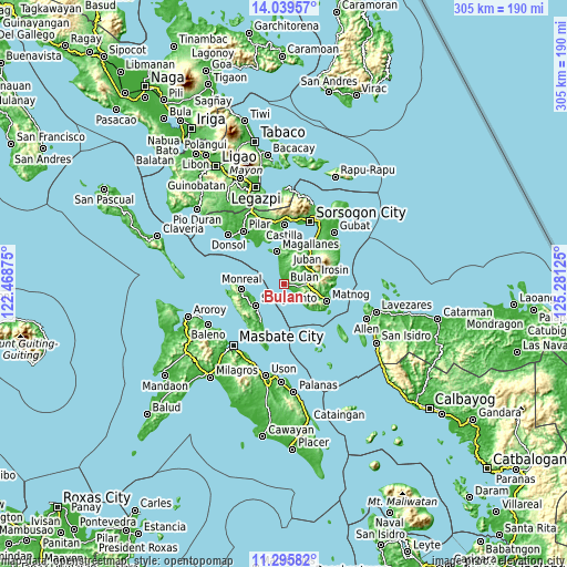 Topographic map of Bulan