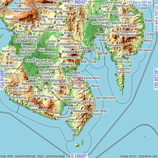 Topographic map of Bulacan