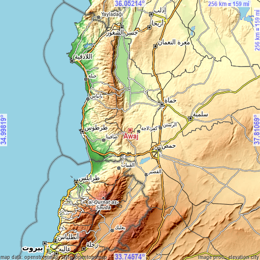Topographic map of ‘Awaj