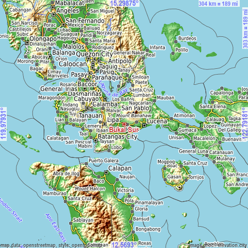 Topographic map of Bukal Sur