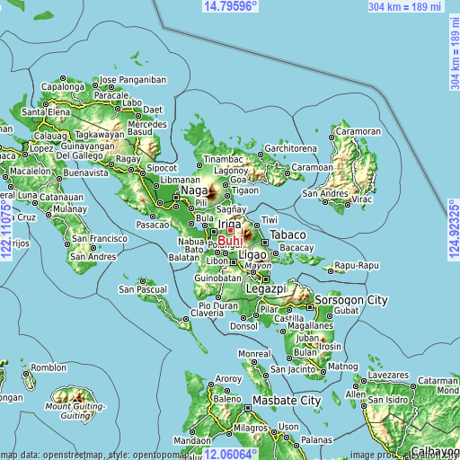 Topographic map of Buhi