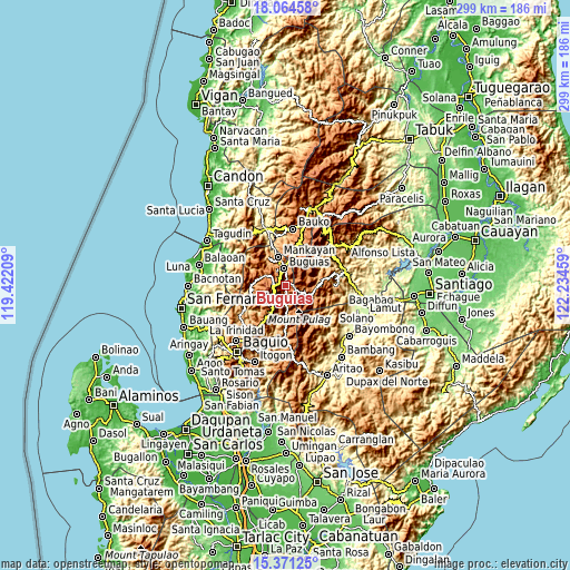 Topographic map of Buguias