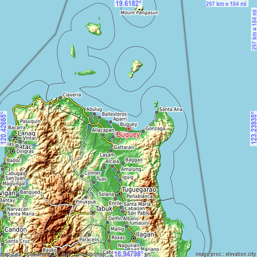 Topographic map of Buguey