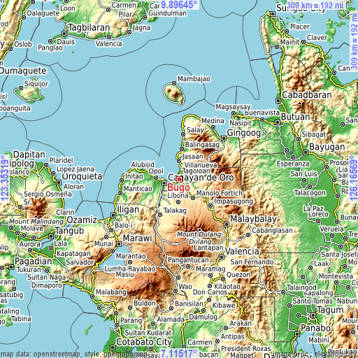 Topographic map of Bugo