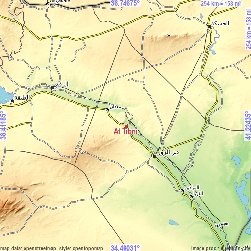 Topographic map of At Tibnī