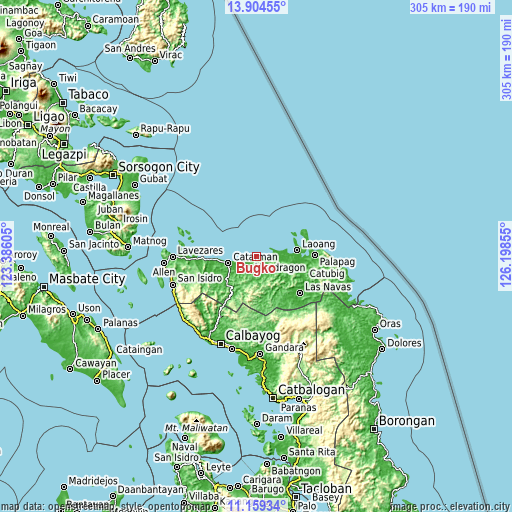 Topographic map of Bugko