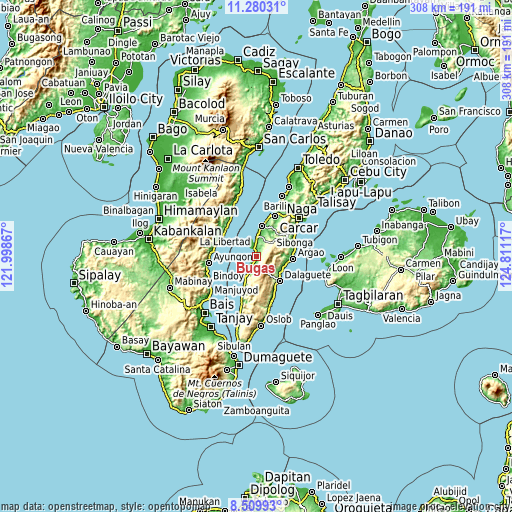 Topographic map of Bugas