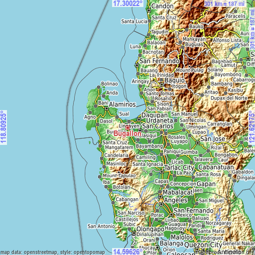 Topographic map of Bugallon