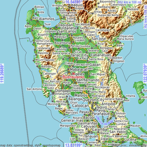 Topographic map of Buensuseso