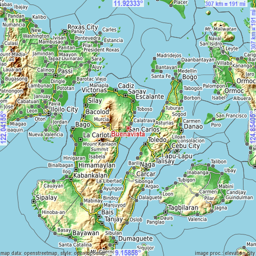 Topographic map of Buenavista