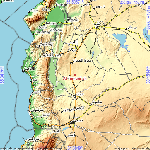Topographic map of At Tamāni‘ah