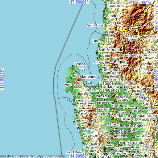 Topographic map of Bued