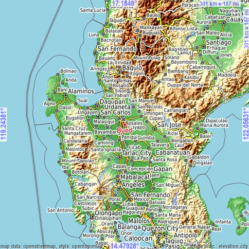 Topographic map of Bued