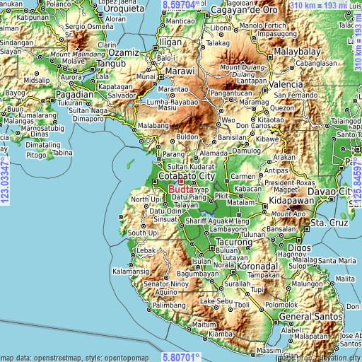 Topographic map of Budta