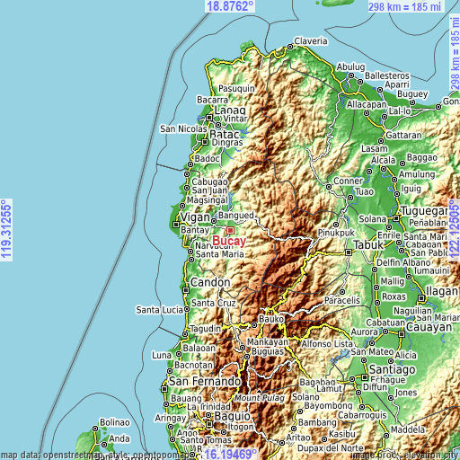 Topographic map of Bucay