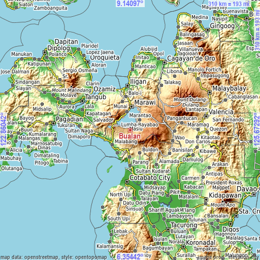 Topographic map of Bualan