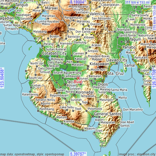 Topographic map of Bual