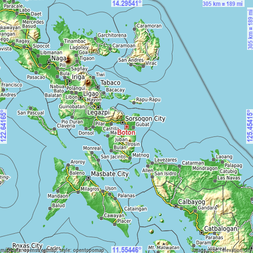 Topographic map of Boton