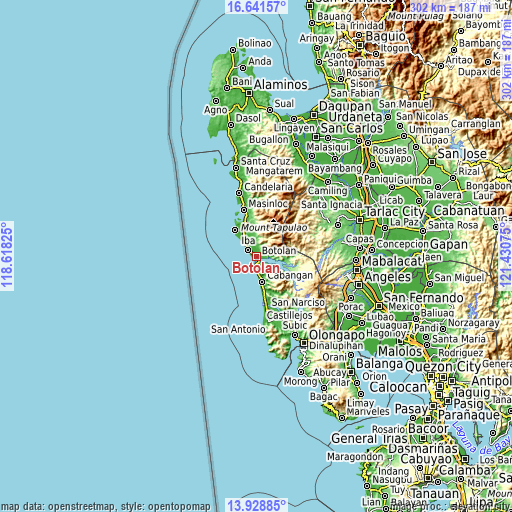 Topographic map of Botolan