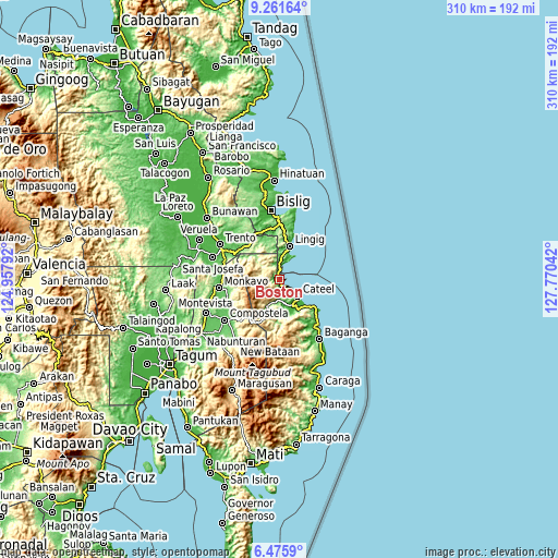 Topographic map of Boston