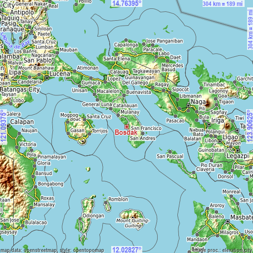 Topographic map of Bosdak