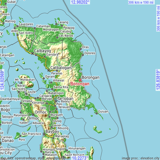 Topographic map of Borongan