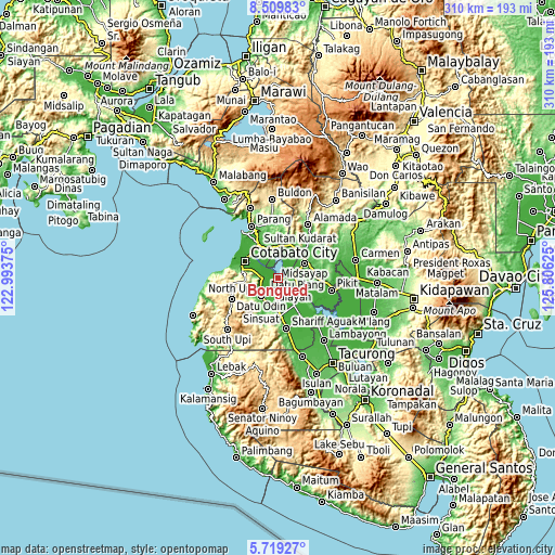 Topographic map of Bongued