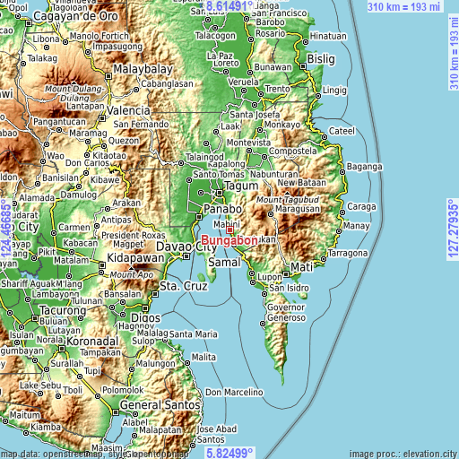 Topographic map of Bungabon