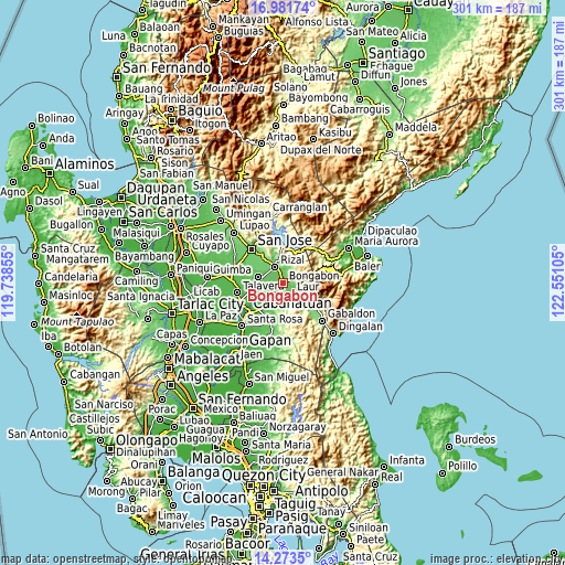 Topographic map of Bongabon