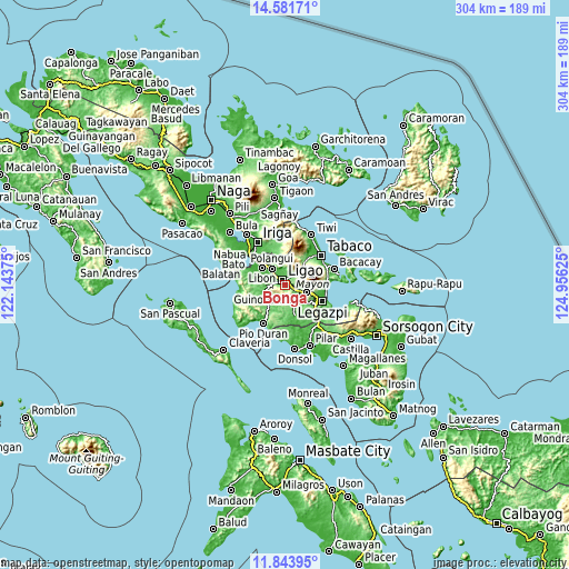 Topographic map of Bonga