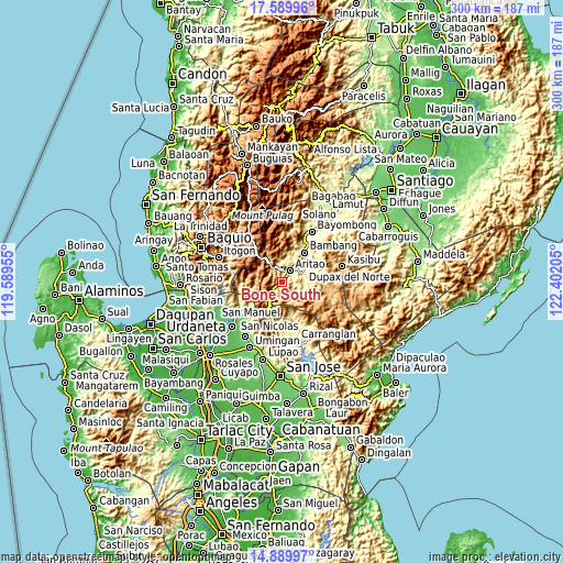 Topographic map of Bone South