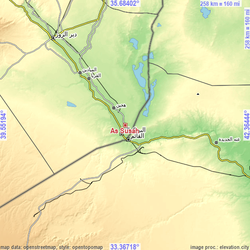 Topographic map of As Sūsah