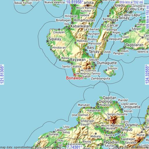 Topographic map of Bonawon