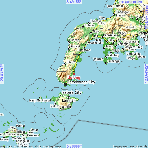 Topographic map of Bolong