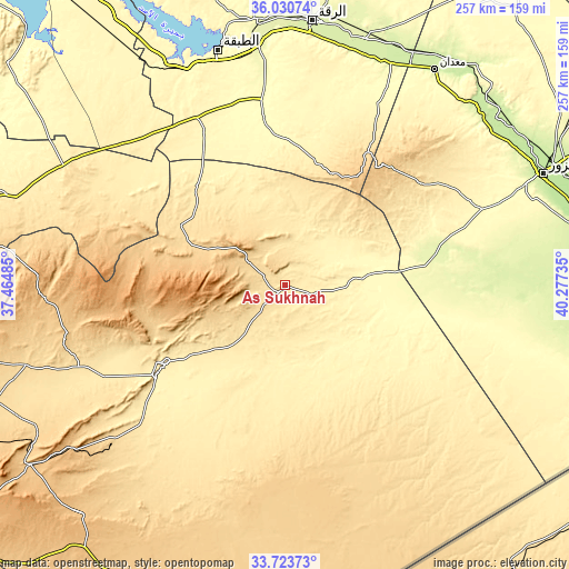Topographic map of As Sukhnah