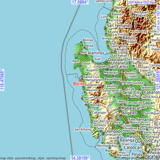 Topographic map of Bolitoc